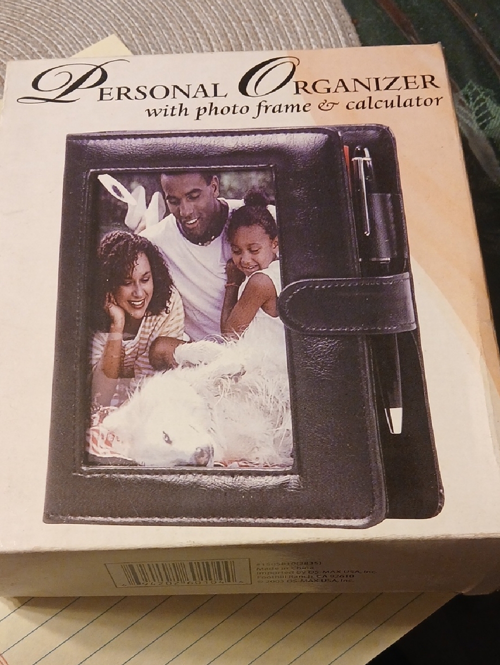 Avalon Personal Organizer with Photo Frame - Dark Black Brown Stiching